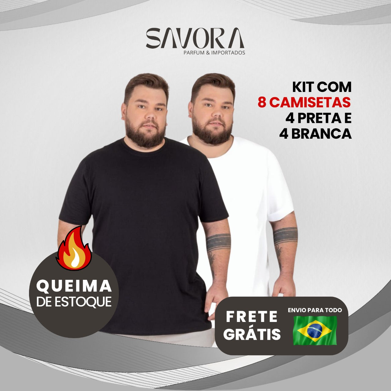 🖤🤍 Promoção 8 Camisetas 4Pretas + 4brancas Plus Size Masculina (G1 ao G4)