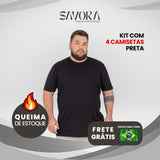 🖤 Promoção 4 Camisetas Preta Plus Size Masculina (G1 ao G4)